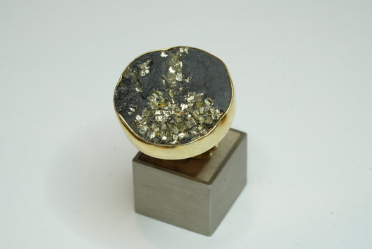 Schieferpyrit vergoldet ring