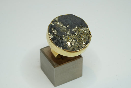 Schieferpyrit vergoldet ring
