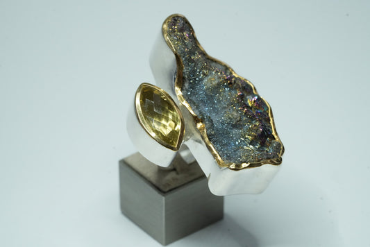 Citrin Chalcedon Ring