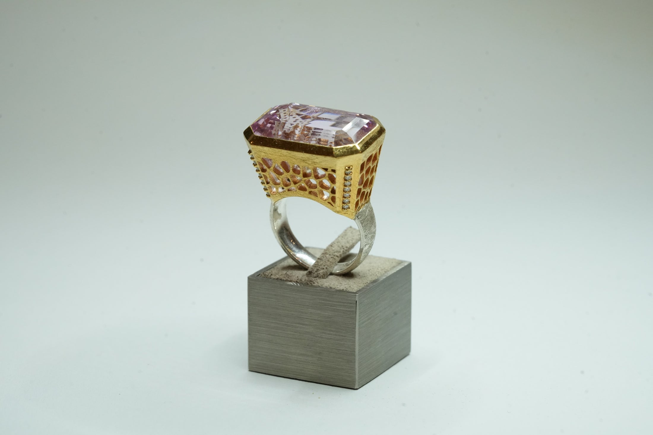 Kunzite Diamond Ring
