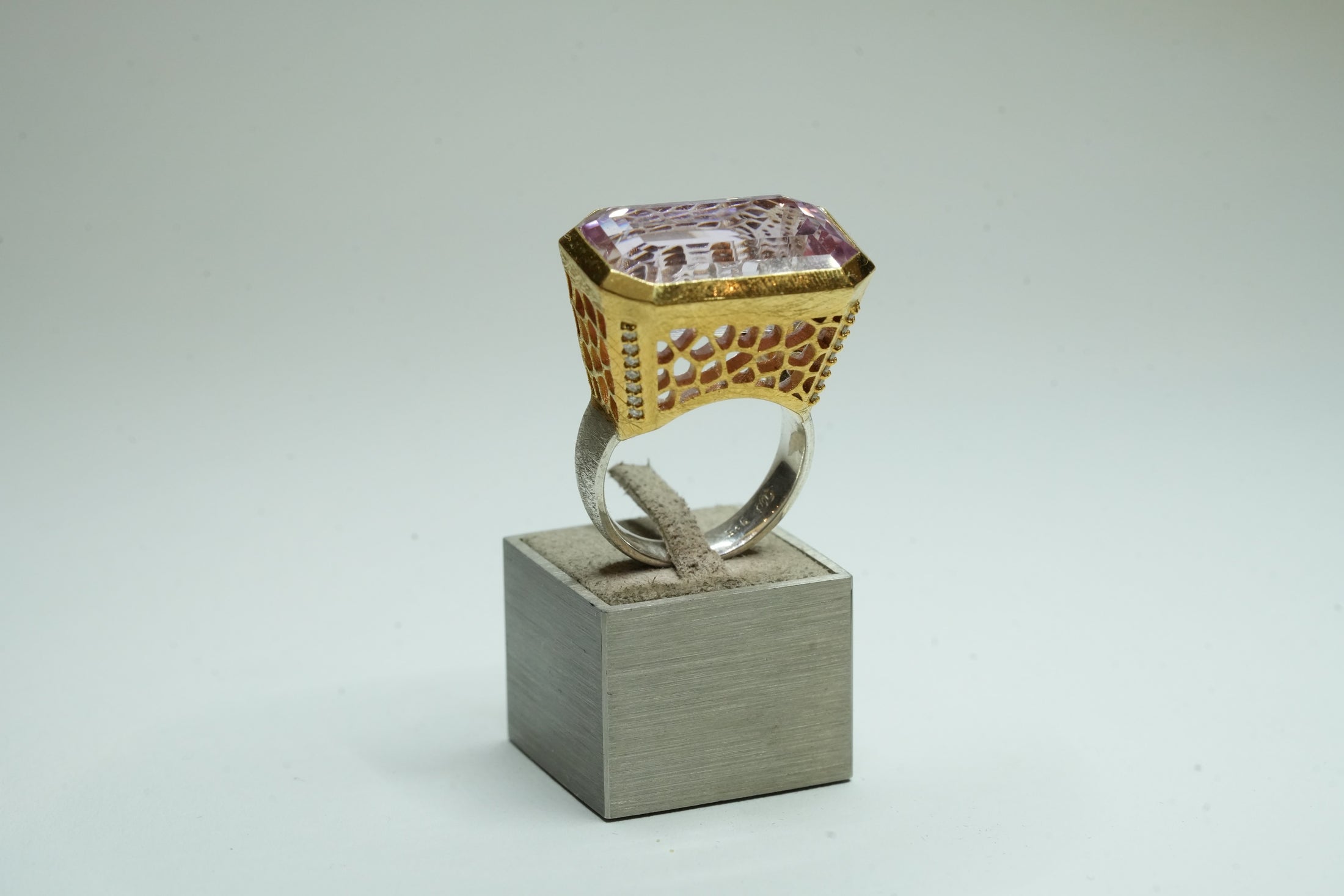 Kunzite Diamond Ring