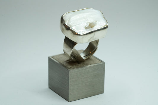 Barockperle Silber Ring