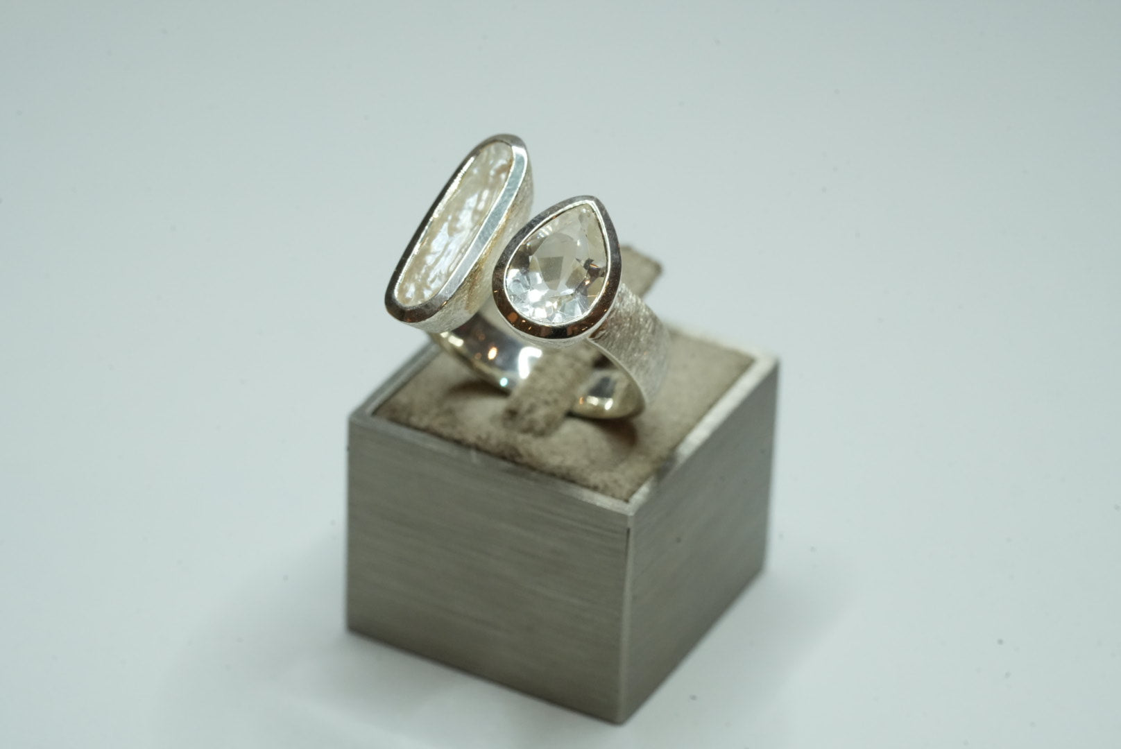 Barockperle Bergkristall Ring