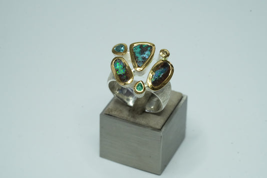 Indigolith Smaragd Opal Ring