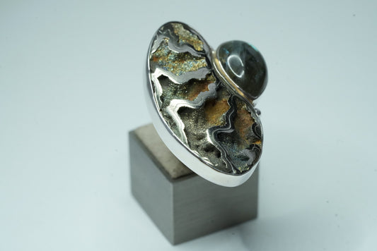 Labradorit Pyritammonit Ring