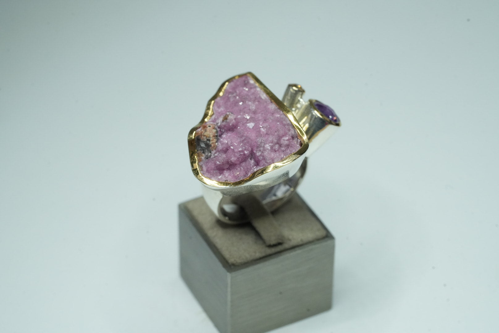 Calcite Amethyst Diamond Ring 