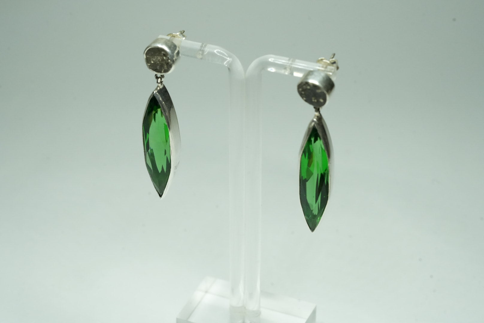 Obsidian slate pyrite earrings