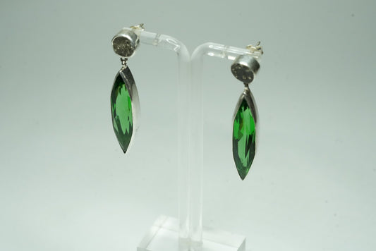 Obsidian slate pyrite earrings
